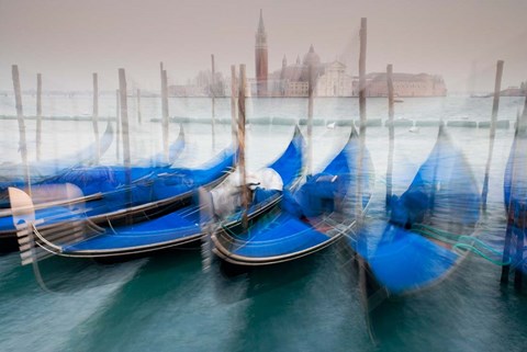 Framed Italy, Venice Abstract Of Gondolas At St Mark&#39;s Square Print