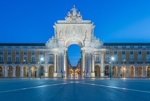 Framed Portugal, Lisbon, Baixa, August Street Arch At Dawn Print