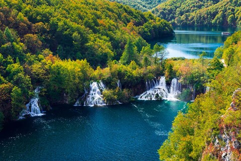 Framed Lake Kozjak And Travertine Cascades On The Korana River, Croatia Print