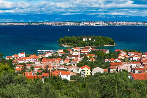 Framed Town Of Preko And The Dalmatian Coast From St Michael&#39;s Fort, Croatia Print