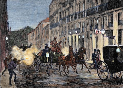 Framed Attack On Isabella II (1830-1904) And King Francis Of Spain (1822-1902) Madrid Print