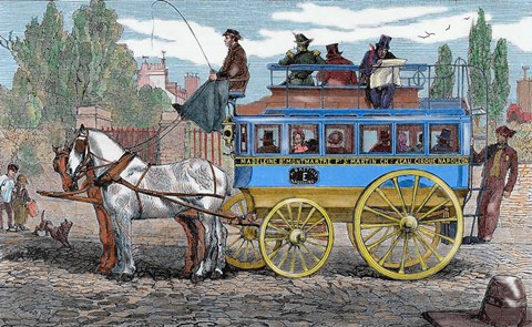 Framed Horse-Drawn Omnibus Print