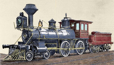 Framed Locomotive Drawing R Loewenstein &#39;La Ilustracion&#39; 1881 Print