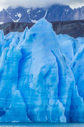 Framed Chile, Patagonia, Torres Del Paine National Park Blue Glacier And Mountains Print