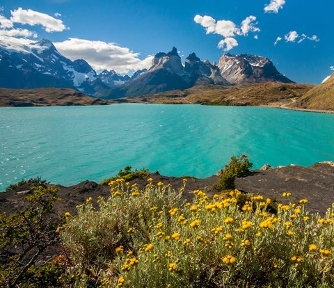 Framed Chile, Patagonia, Torres Del Paine National Park The Horns Mountains And Lago Pehoe Print