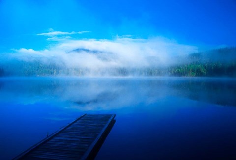 Framed Serenity On A Misty Lake Print