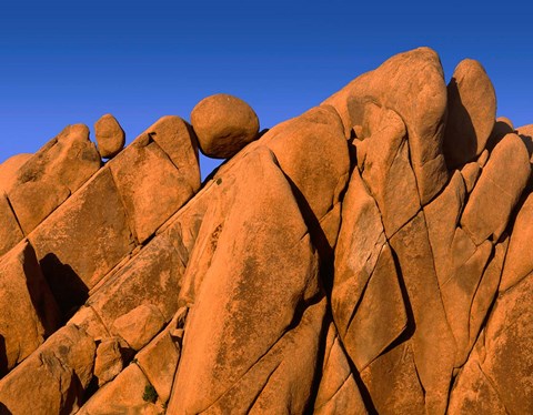 Framed Monzonite Granite Boulders At Sunset, Joshua Tree NP, California Print