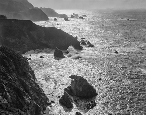 Framed Big Sur Coast, California (BW) Print