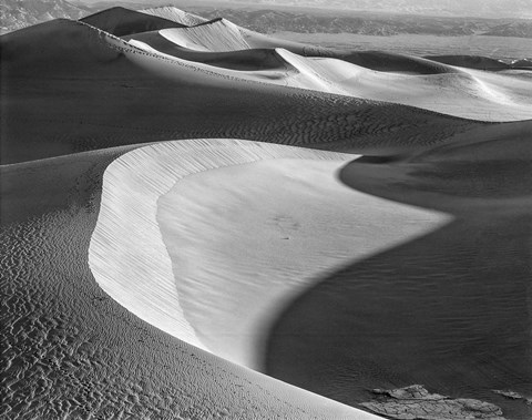 Framed Californian Valley Dunes (BW) Print