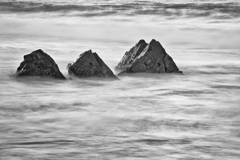 Framed California, Garrapata Beach, Floating Rocks (BW) Print