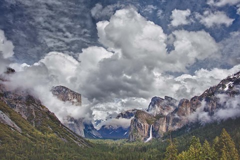 Framed Bridalveil Falls Cloudscape, California Print