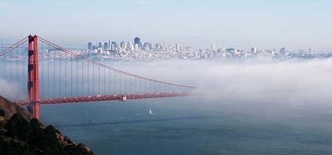 Framed San Francisco Golden Gate Bridge Disappearing Into Fog Print