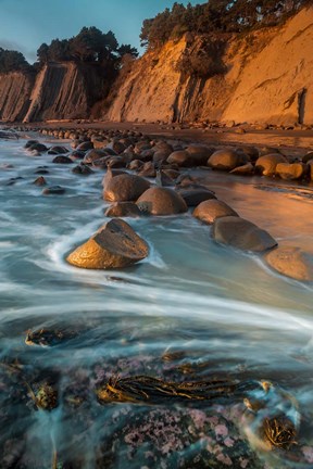 Framed Sunset At Bowling Ball Beach Print