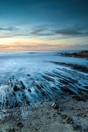 Framed Sunset Coastline Of Montana De Oro State Park Print