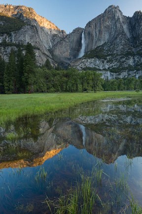 Framed Early Morning At The Upper Yosemite Falls Print