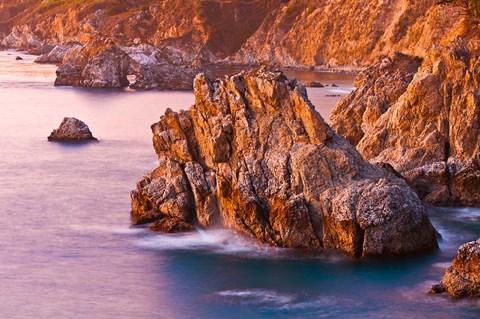 Framed Evening Light On The Big Sur Coast Print