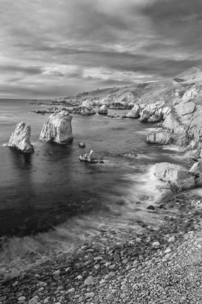 Framed Rocky Coastline At Soberanes Point (BW) Print