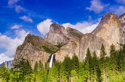 Framed Bridalveil Fall And The Leaning Tower Print