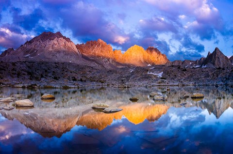 Framed Dusk On The Palisades In Dusy Basin, Kings Canyon National Park Print