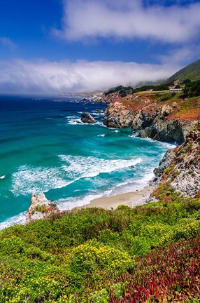 Framed Big Sur Coast At Rocky Point Print