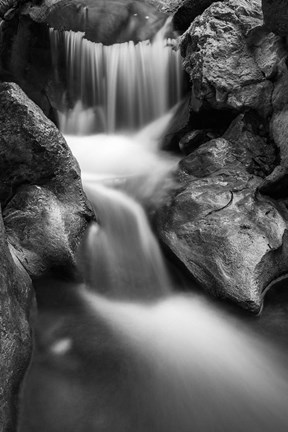 Framed Cascade On Hare Creek (BW) Print