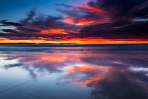 Framed Sunset Over The Channel Islands From Ventura State Beach Print