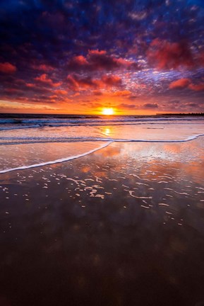 Framed Warm Sunset From Ventura State Beach Print