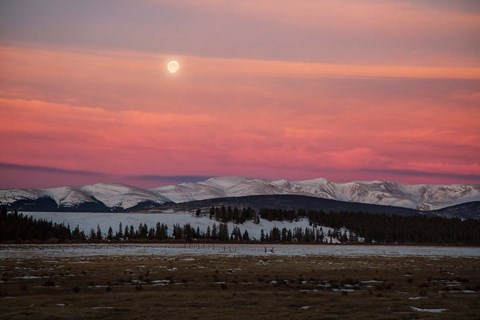Framed Full Moon And Alpenglow Above Mosquito Range Print