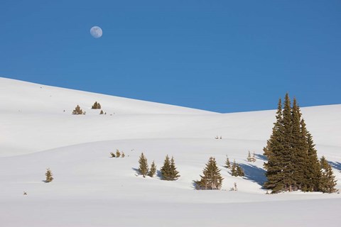 Framed Moonrise Above The Continental Divide Print