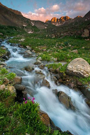 Framed Rocky Mountain Sunset In The American Basin Print