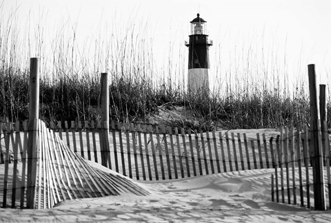 Framed Tybee Island Lighthouse, Savannah, Georgia (BW) Print