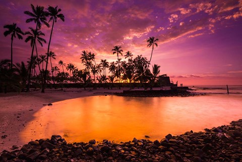 Framed Sunset Over Pu&#39;uhonua O Honaunau National Historic Park, Hawaii Print