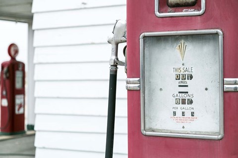 Framed Antique Gas Pump, Route 66 Print