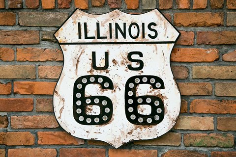 Framed Dirty Illinois Route 66 Sign Print