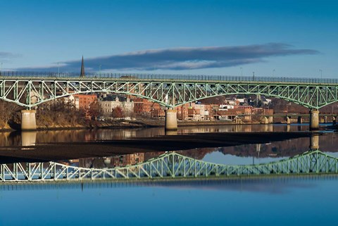 Framed Western Avenue Bridge And Kennebec River, Maine Print