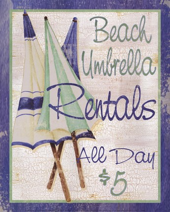 Framed Beach Umbrellas Print