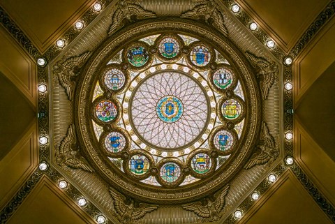 Framed Rotunda Ceiling, Massachusetts State House, Boston Print