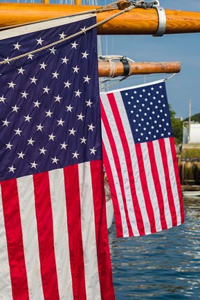 Framed US Flag At The Annual Schooner Festival Print