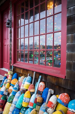 Framed Christmas Tree And Lobster Buoys, Massachusetts Print