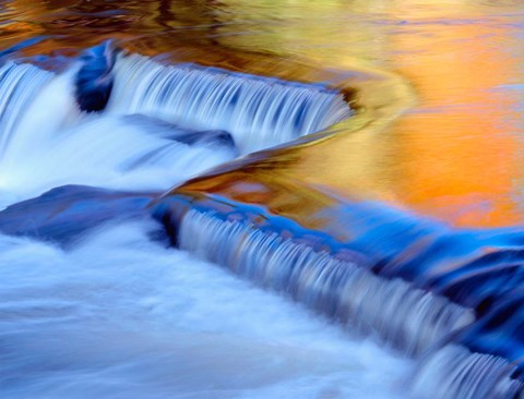 Framed Water Reflecting Fall Foliage, Ontonagon River Print