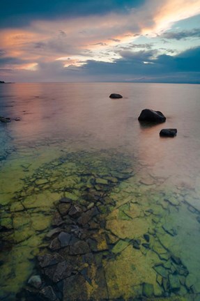 Framed Sunset At Fisherman&#39;s Island State Park On Lake Michigan Print