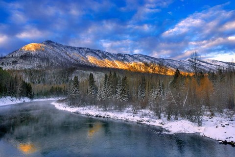 Framed Mcdonald Creek And The Apgar Mountains In Glacier NP Print