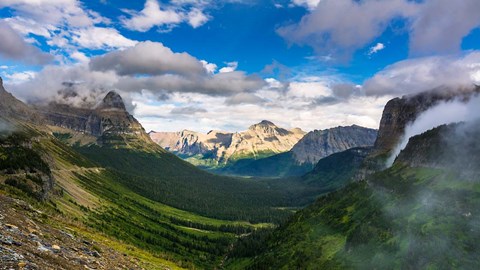 Framed Panorama Of Logan Pass, Glacier National Park, Montana Print