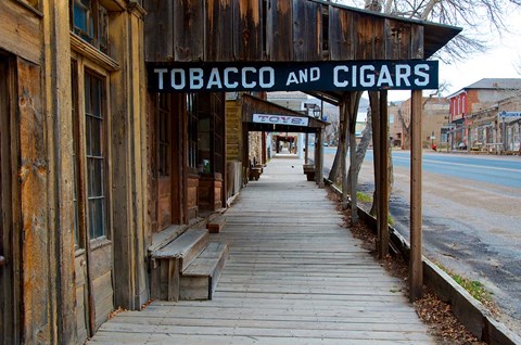 Framed Tobacco Gold Rush Store In Virginia City, Montana Print