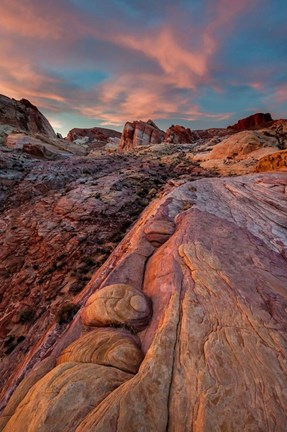 Framed White Dome Trail At Sunset, Valley Of Fire State Park, Nevada Print