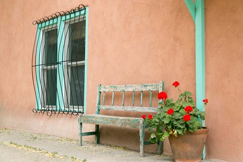 Framed Exterior Of An Adobe Building, Taos, New Mexico Print