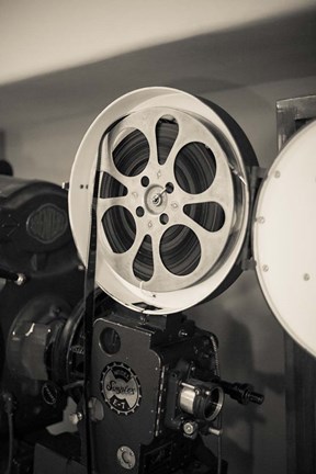 Framed Vintage Film Projector At The Kimo Theater, New Mexico Print