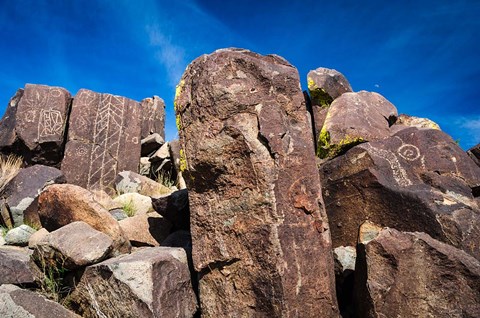Framed Petroglyphs At Three Rivers Petroglyph Site, Three Rivers, New Mexico Print