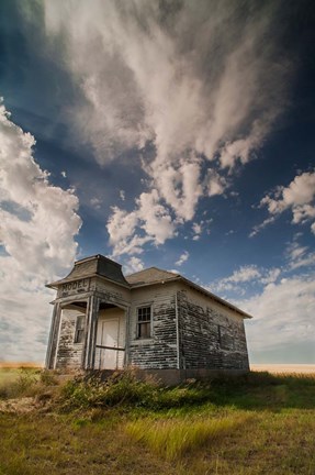 Framed Abandoned Township Hall On The North Dakota Prairie Print