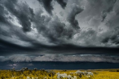 Framed Lightening Strike On The Dakota Plains Print